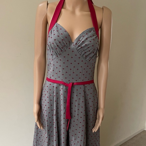 NWT Gray Halter Neck Vintage Inspired Dress Size: Small - Picture 2 of 9
